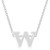 Rhodium Plated Finish Initial W Pendant