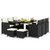 11 Piece Patio Dining Set Wicker Chairs and Tempered Glass Table with Waterproof Cushions-Black & W