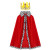 Color: Beige, Size: S - Adult Kids King Emperor Cosplay Costume Red Pleuche Cloak Prince Robe Crown