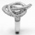 3W196 - Rhodium Brass Ring with AAA Grade CZ  in Clear