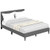 Queen Size Upholstered Platform Bed with Button Tufted Headboard-Blue