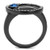 TK2974 - IP Light Black  (IP Gun) Stainless Steel Ring with Top Grade Crystal  in Capri Blue