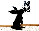 Rabbit and Butterfly Garden Sculpture