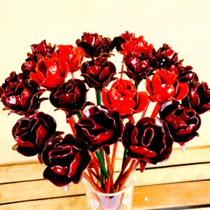 bunch of metal red roses bunch of metal red roses
