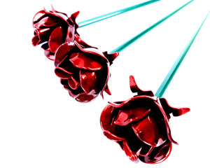 red and green metal roses red and green metal roses