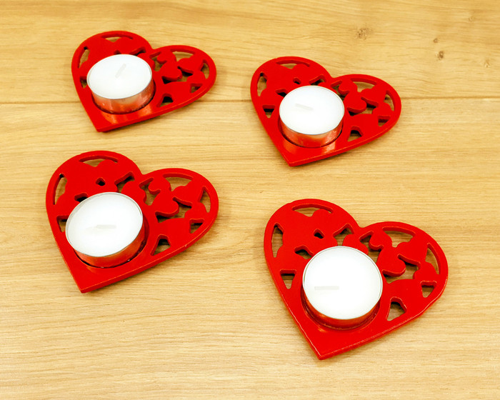 red heart tealight holder