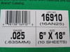 Precision Brand 16910 Steel Flat Shims 0.025 G 6" W 18" L 10-Pack ! NEW !
