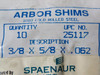 Precision Brand 25117 Arbor Shims 3/8X5/8X.062 Pack of 10 ! NWB !