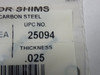 Precision Brand 25094 Arbor Shims 1/4 x 3/8 x .025 Pack of 10 ! NEW !