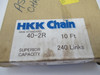 HKK Chain 40-2R Roller Chain ½” Pitch 10 Feet 240 Links NEW