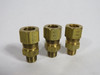 Generic Brass Compression Fitting 1/8" Male NPT 3/8" Tube Lot of 3 USED