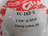 Climax 1C-162-S One-Piece Clamping Shaft Collar 1-5/8" ID 2-5/8" OD 1/16" W NWB