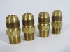 Parker 48F-8-6 Brass Male Connector 45° Flare 1/2" Tube 3/8" NPT Lot of 4 USED