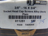 Brighton's Best 011251 Socket Head Screw Cap 3/8 - 16 x 3/4 ! NEW !
