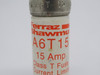 Ferraz Shawmut A6T15 Current Limiting Fuse 15A 600VAC 300VDC Class T USED