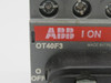 ABB OT40F3 Non-Fused Disconnect Switch 40A 600VAC 3-Pole 5" Shaft USED