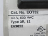 ABB EOT32 Plastic Enclosed Disconnect Switch 40A 600VAC USED