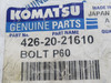 Komatsu 426-20-21610 Bolt P60 NWB