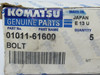 Komatsu 01011-61600 Bolt M16 x 100mm *5-Pack* DAMAGED BOX SEALED NEW