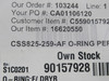 Kadant Johnson CSS825-259-AF O-Ring 6.234" ID 6.512" OD 4-Pack NWB
