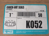 Topaz KO52 Steel Knockout Seal 1" Lot of 15 SHELF WEAR NEW