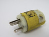 Hubbell HBL56CM66C Yellow Straight Blade Plug 15A 250V 3W 2P 6-15P USED