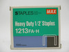 Max 1213FA-H Heavy Duty Staples 1/2" Lot Of 600 NEW