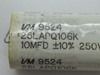 I/M 25LAPQ106K Capacitor 10MFD +/- 10% 250VAC USED