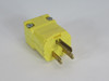 Hubbell HBL5965VY Straight-Blade Plug 15A 125V 3W 2P NEMA 5-15P Yellow USED