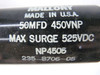 Mallory NP4505 Capacitor 50MFD 450VNP 525VDC USED