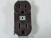 Hubbell 5252AB Duplex Receptacle Brown 15A 125V MISSING TABS USED