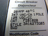 Cutler-Hammer FDB1020 Circuit Breaker 1 Pole 347VAC 20A USED