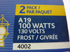 Standard A19 Frosted Bulb 100W 130V 2 Per Box ! NEW !