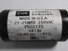 Cornell Dubilier PSU2135 Capacitor 21-25MFD 250VAC USED