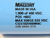 Mallory CGS102T450W4C 1000uF 450V Screw Capacitor USED