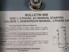 Allen-Bradley 609-BJW Series G Manual Starter Pushbutton 3Ph 600 Vac USED