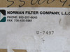 Norman U-7497 Filter Element 2-1/2" OD 1-3/8" ID ! NEW !