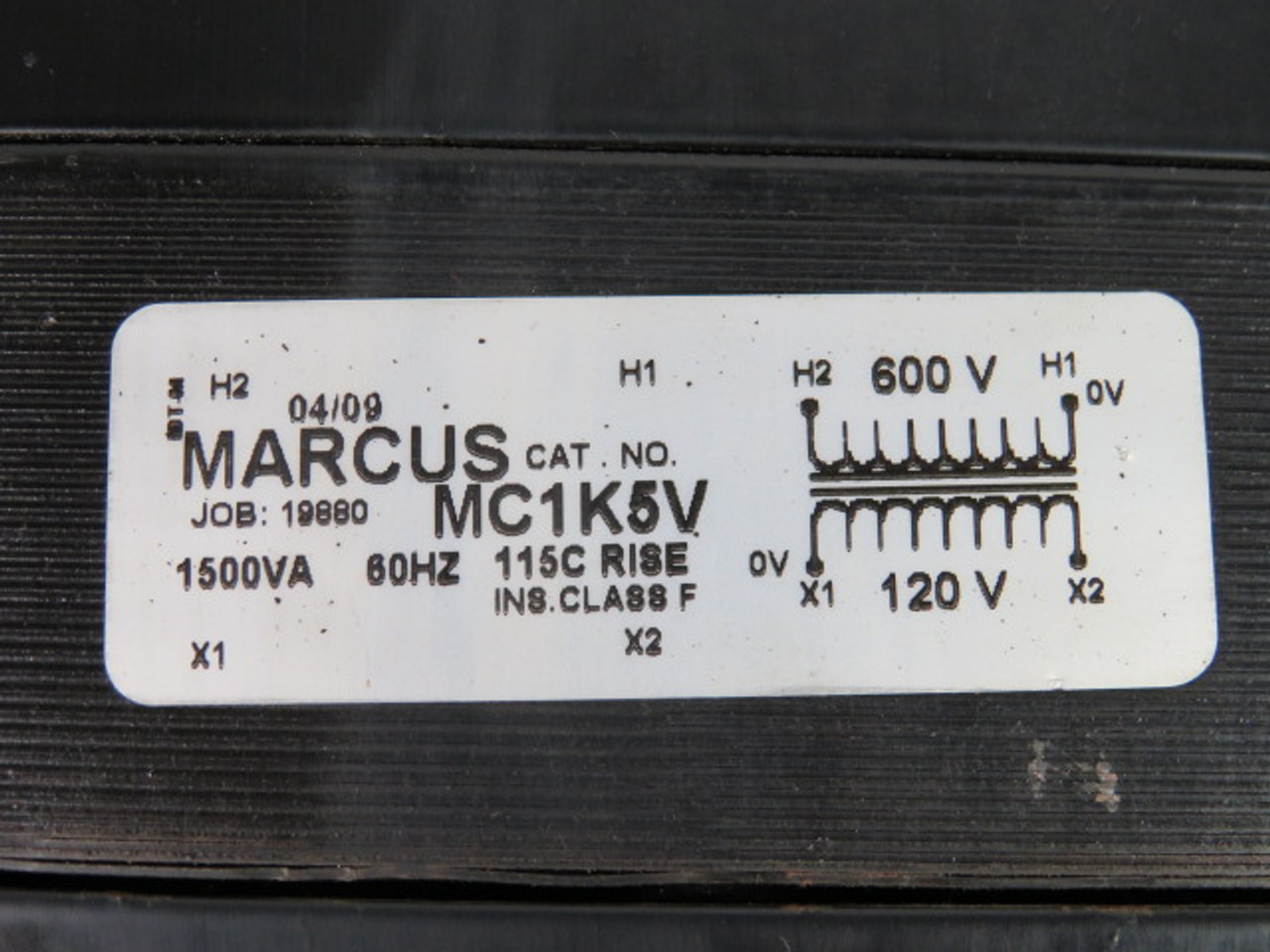 Marcus MC1K5V Transformer 1500VA Pri 600V Sec 120V USED