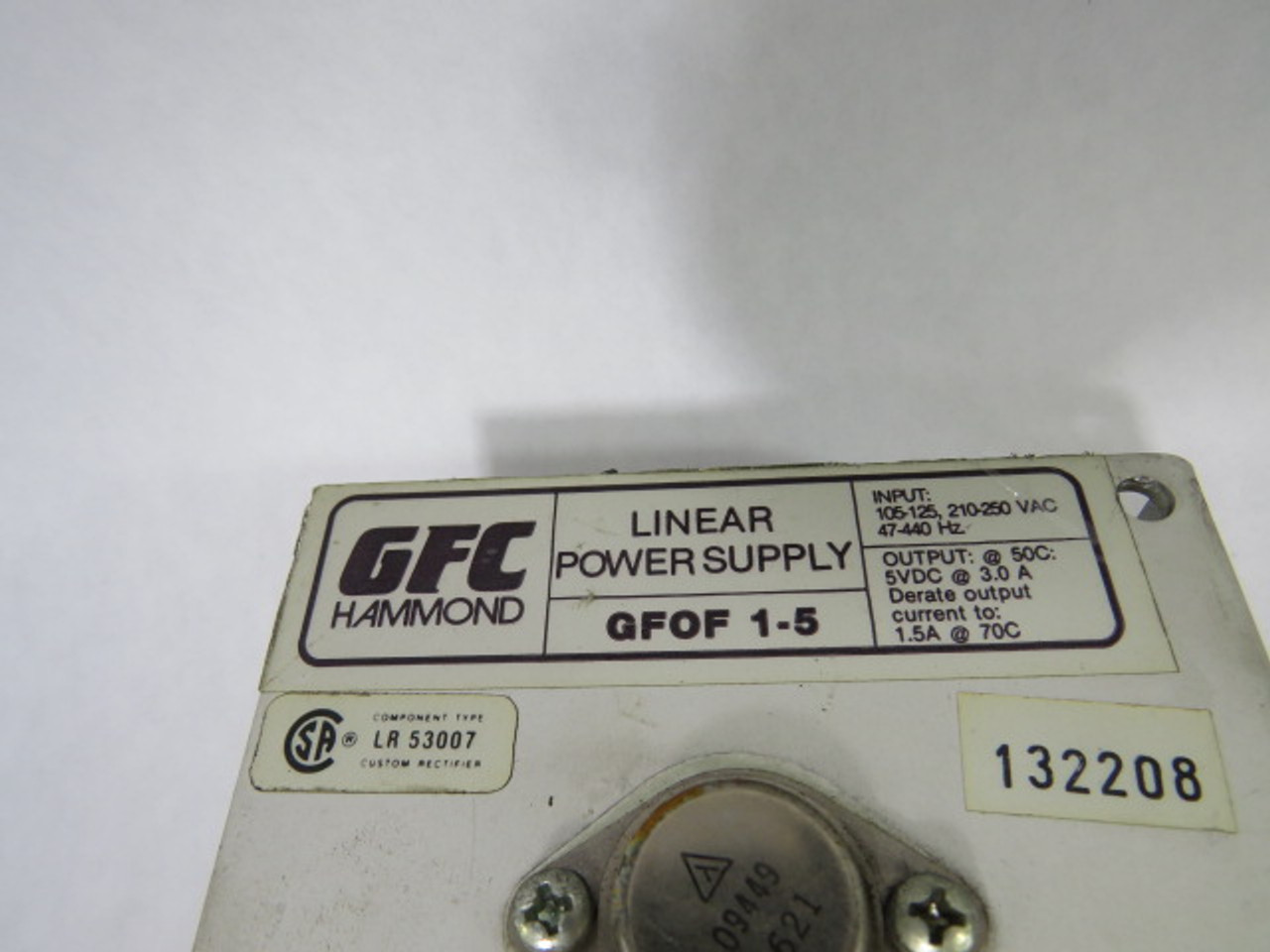GFC Hammond GFOF-1-5 Power Supply In. 105-125/210-250VAC 47-440Hz USED