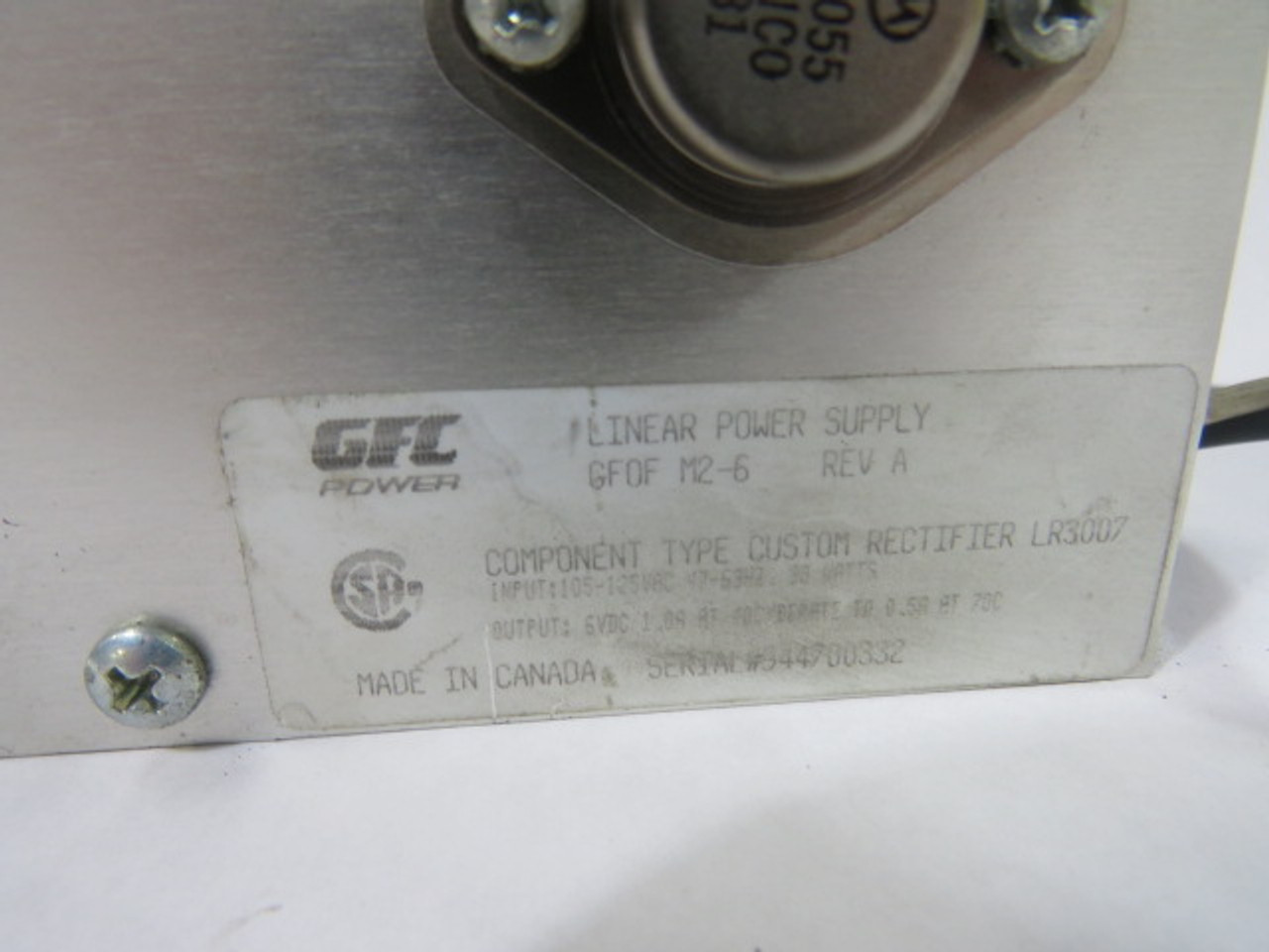 GFC Hammond GFOF-M2-6 Linear Power Supply In.105-125VAC 47-63Hz 30W USED