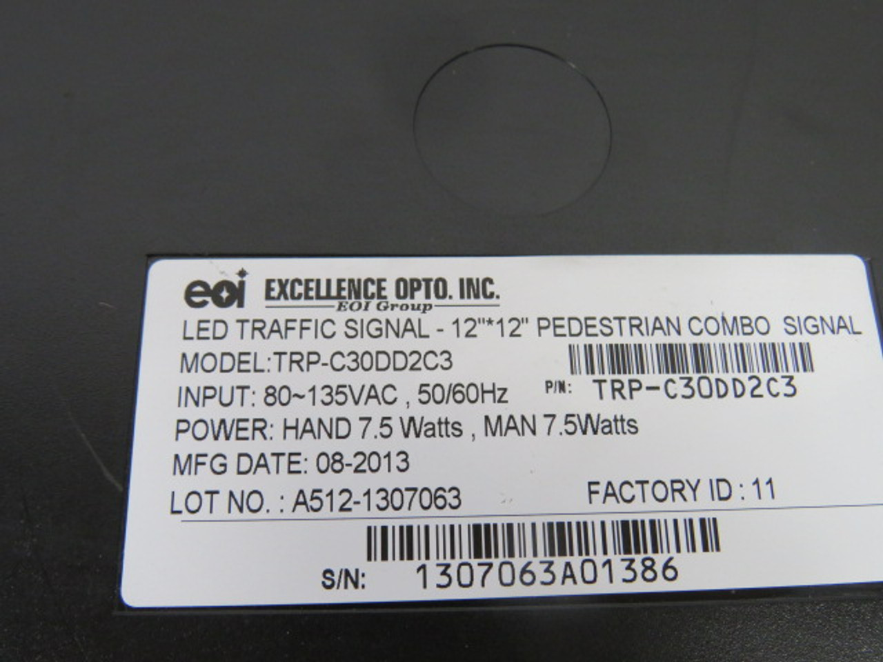 EOI TRP-C30DD2C3 Hand/Man LED Pedestrian Signal 135VAC 50/60Hz 7.5W USED