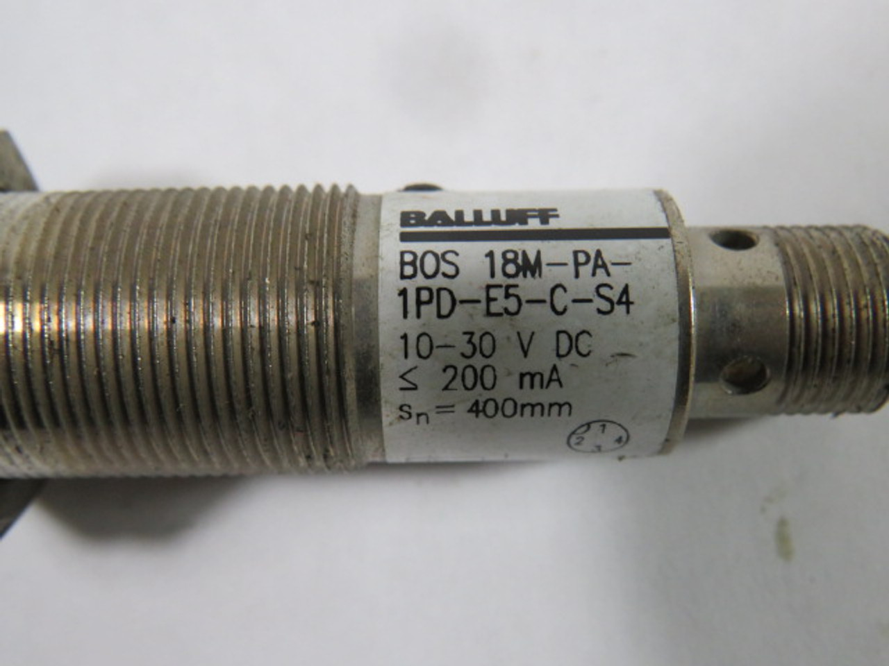 Balluff B0S-18M-PA-1PD-E5-C-S4 Photoelectric Sensor 200mA 10-30VDC 400mm USED