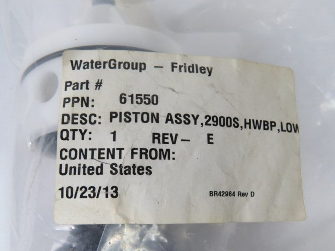 WaterGroup 61550 Rev E Piston Assembly 2900S HWBP LOW ! NWB !