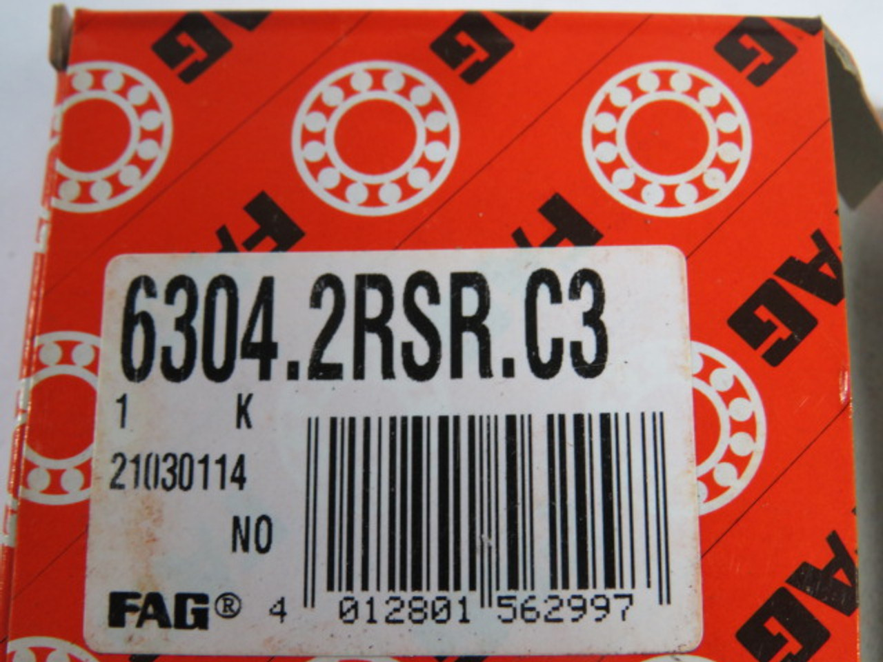 Fag 6304-2RSR-C3 Deep Groove Ball Bearing 52mm OD 20mm ID 15mm W ! NEW !