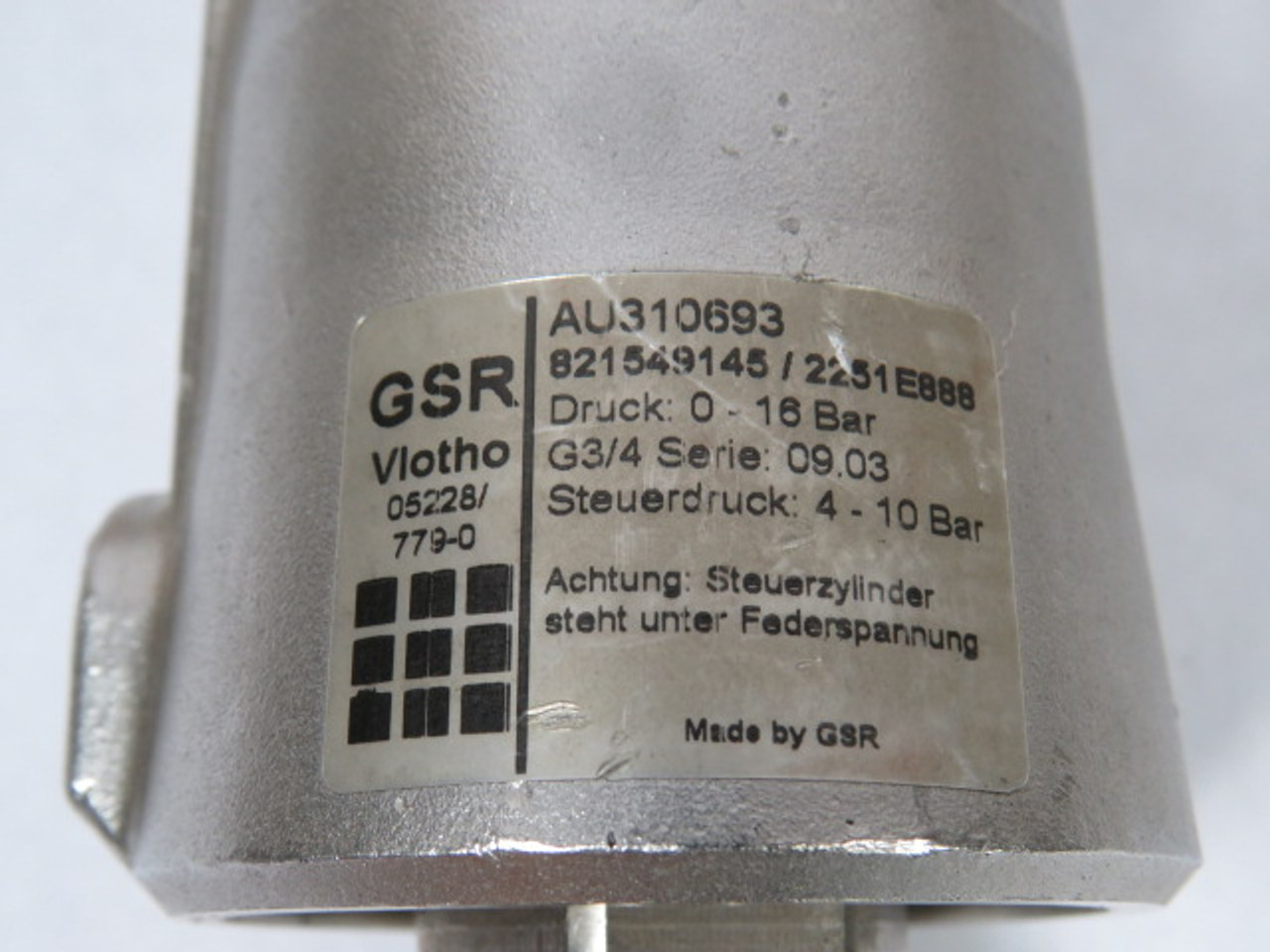 GSR Vlotho 821549145 Valve 0-16Bar G3/4 USED