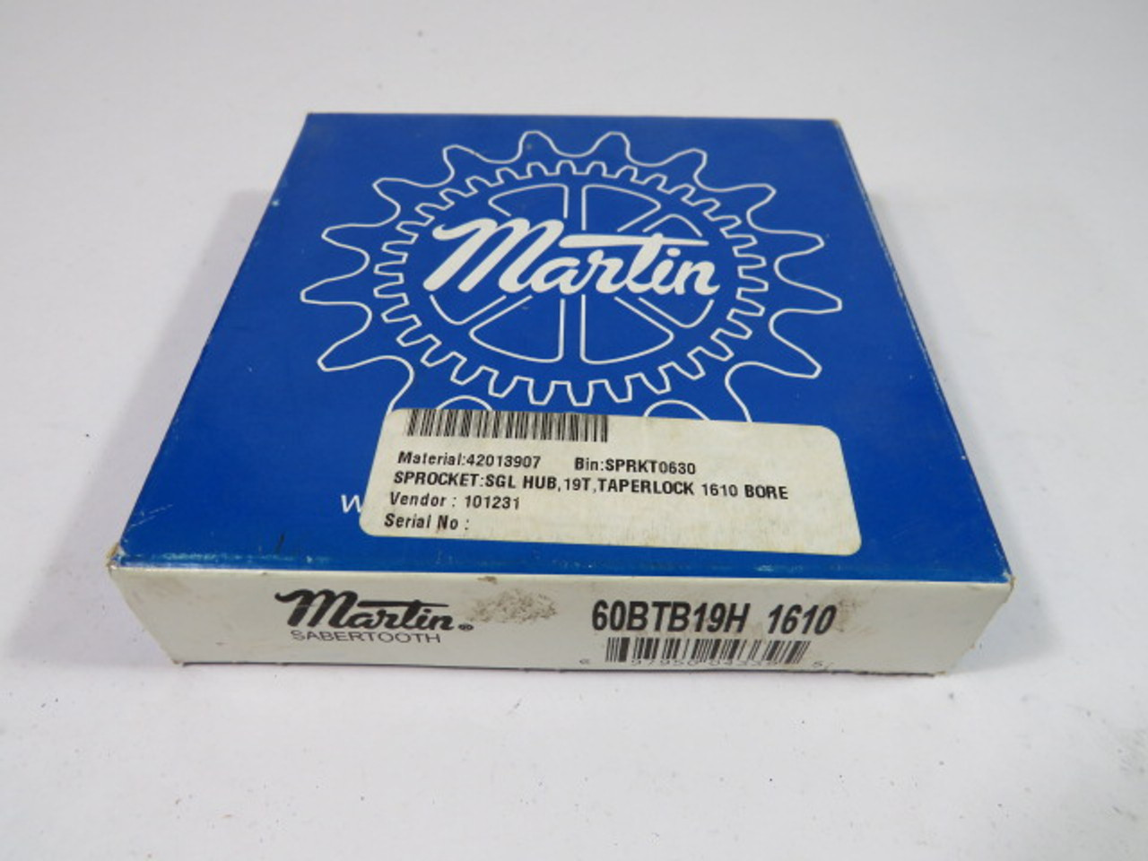 Martin 60BTB19H Bushing Bore Sprocket 1-5/8" Max Bore 19 Teeth 60 Chain ! NEW !
