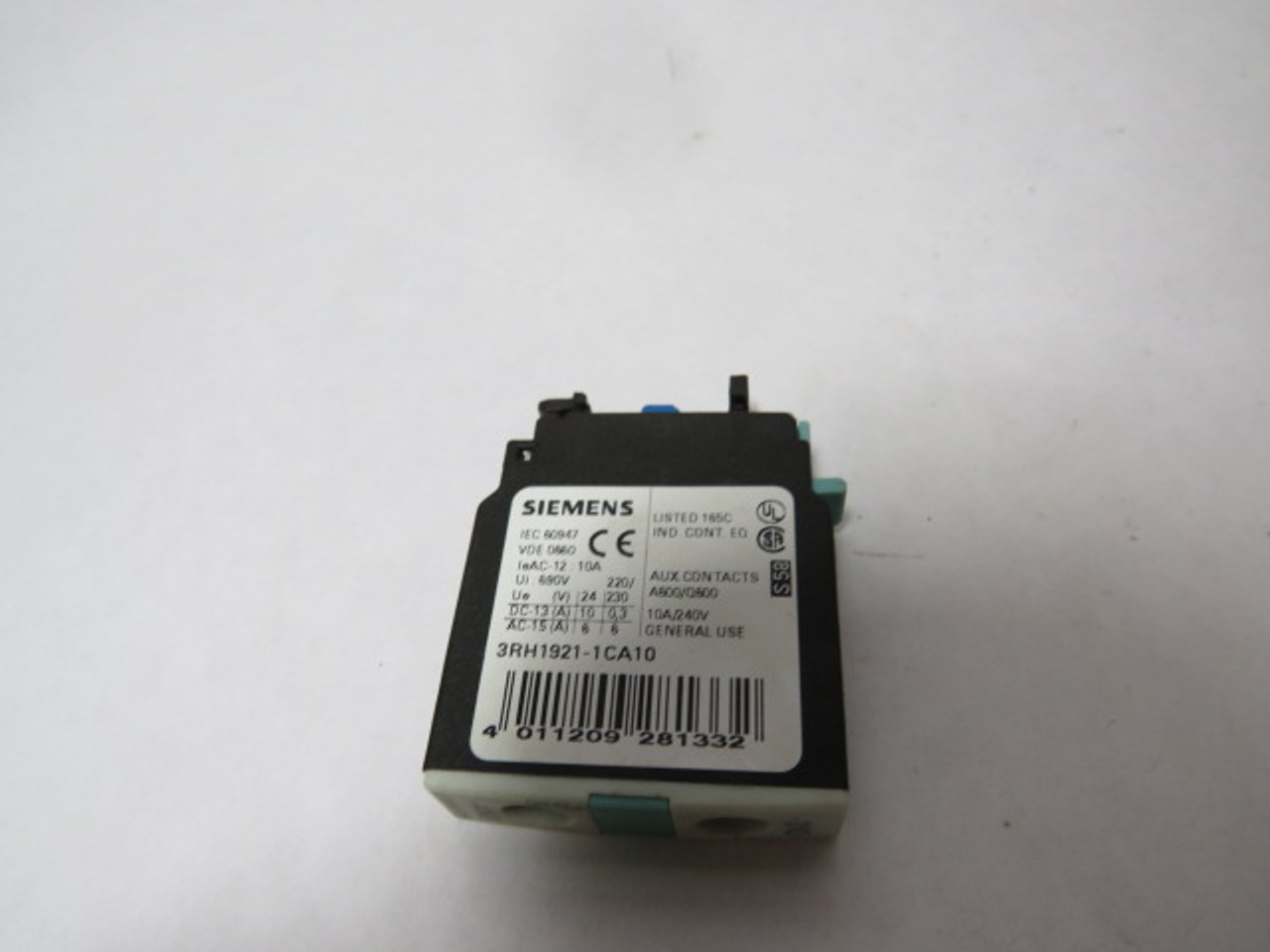 Siemens 3RH1921-1CA10 Front Side Auxiliary Switch Contact Block 1NO ...