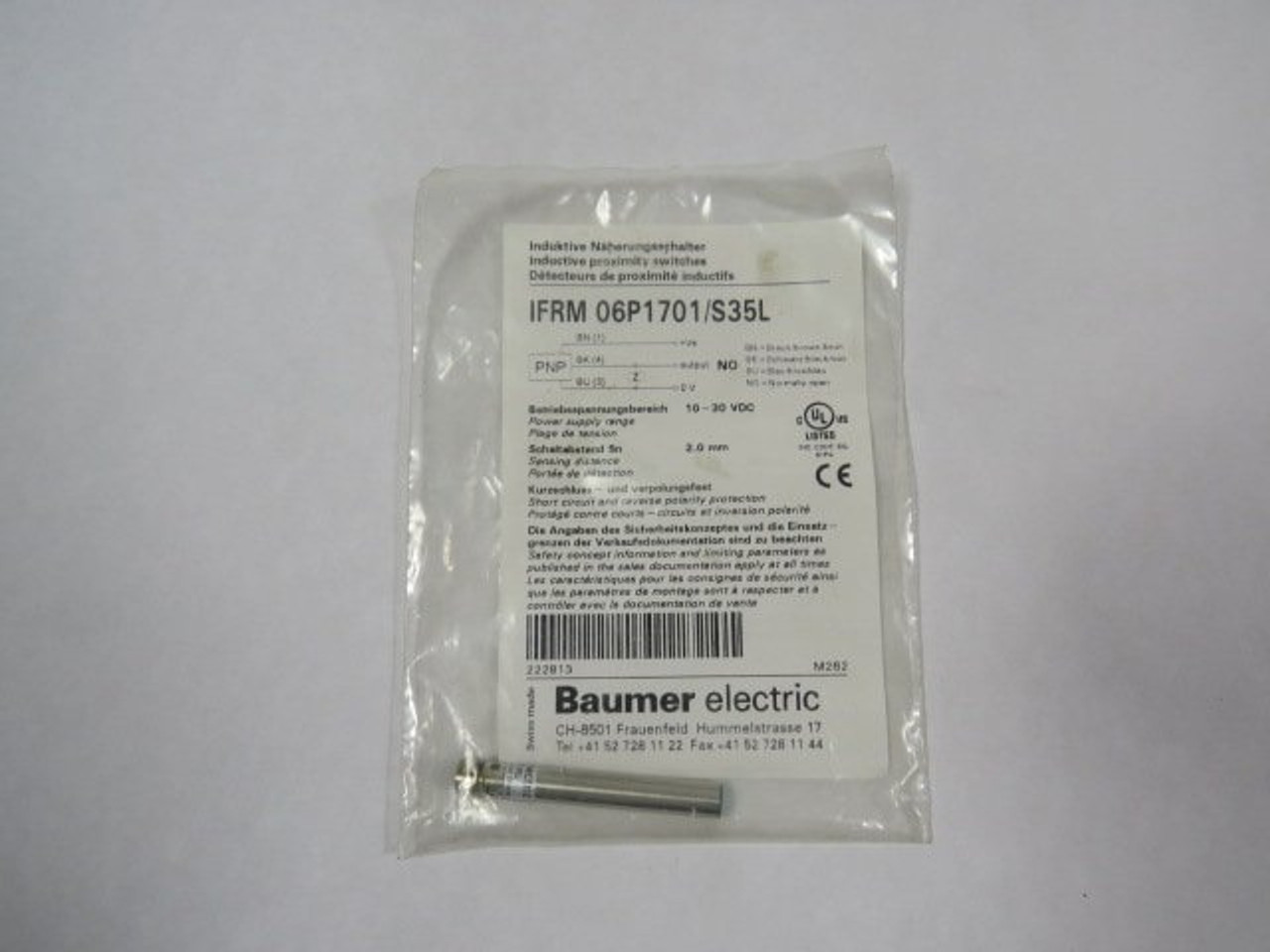 Baumer IFRM06P1701/S35L Inductive Proximity Switch 10-30 VDC ! NWB !