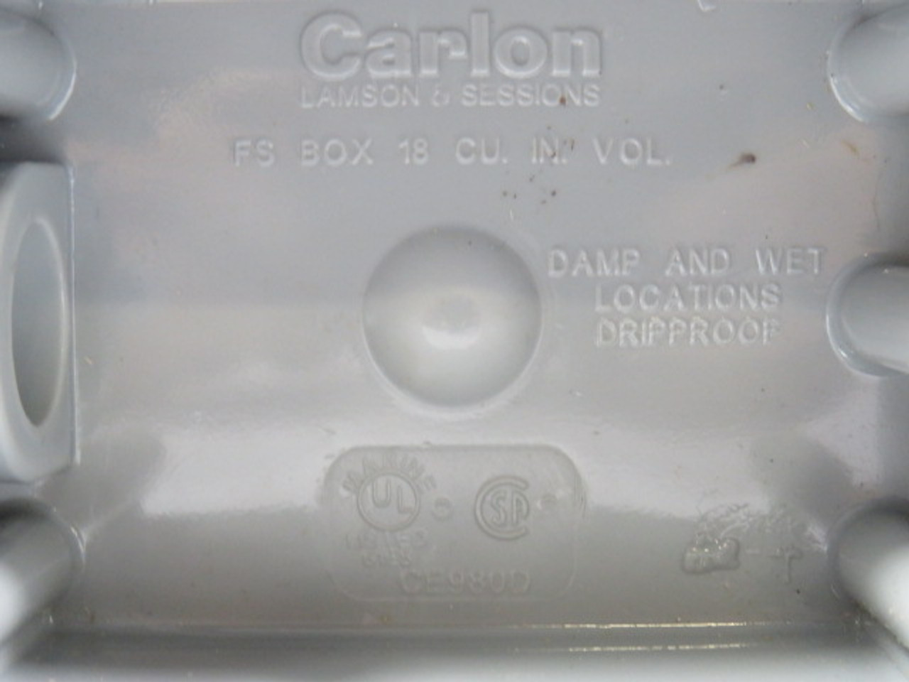 Carlon C980DFN-CTN Electrical Enclosure 1/2" FSE 1 Gang Wp Box 18 CUIN  USED