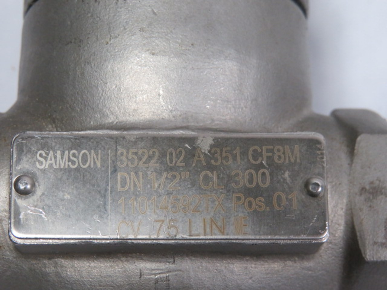 Samson 3522-02-A-351-CF8M Control Valve 1/2"NPT CL200 USED